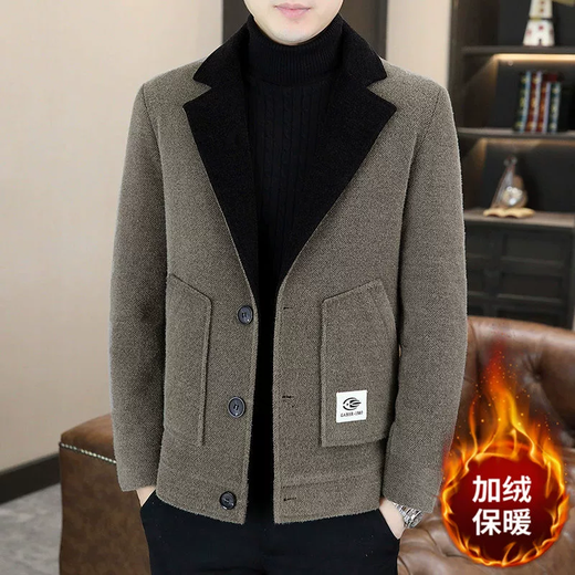 Jeep Spirit Jeep kurze Baumwolle verdickte Wollmantel Herren Winter Jugend Kleidung koreanischer Stil Trendy Slim Tweed Jacke 9811 Khaki M.