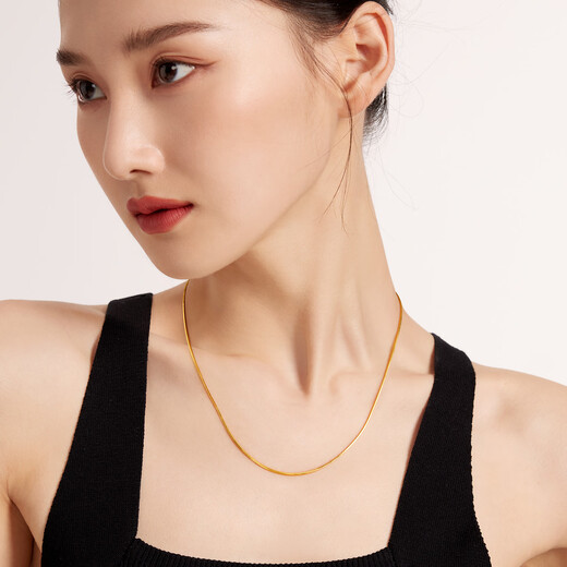 Luk Fu Schmuck Fuß Gold Squake Knochenkette Gold Halskette Einfache Claserotin Kette Preisträger L04TBGN0010 6,53 Gramm (einschließlich Arbeitskosten 653 Yuan)