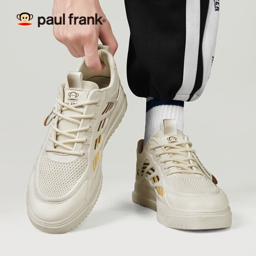 Paulfrank casual shoes men's trendy sneakers comfortable breathable mesh shoes low-top white shoes men's shoes 2042 beige 41