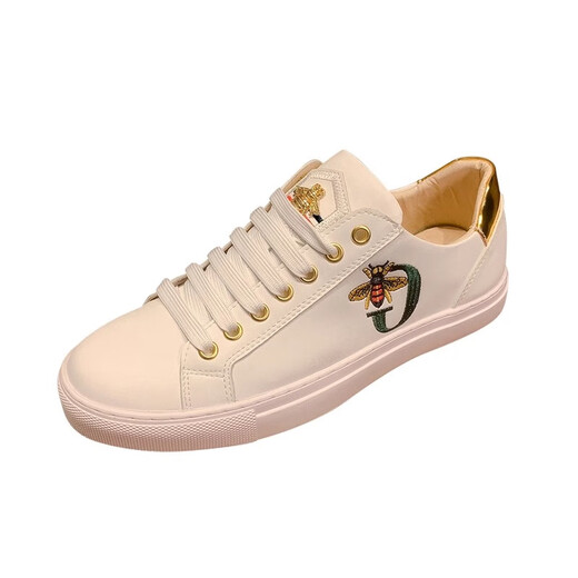 TUTORGOOSE men's low-top sneakers autumn new fashion versatile casual shoes men's light luxury trendy personality embroidery simple men's shoes white 41 one size larger than sports shoes