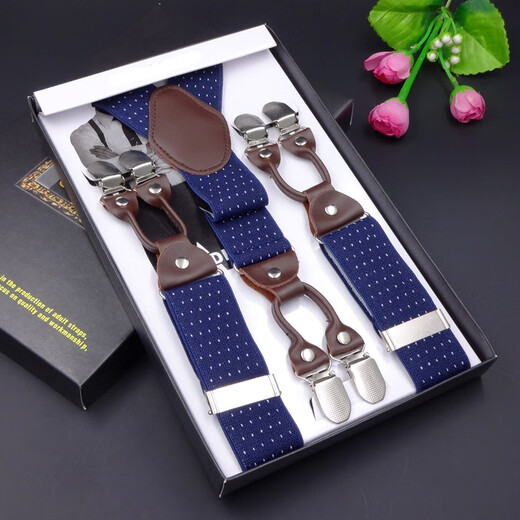 Mingjins neues Produkt Herren breiter Riemen Männer Hosentender High-End-High-End-Sechs-Klip-Männer-Fett-Männer-ältere Hose verlängerte Elastizgurt Clip Black Leder