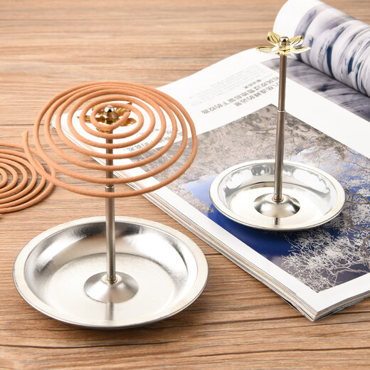Aoyanlai Incense Coil Holder Retractable Stainless Steel Incense Coil Holder Sandalwood Coil Incense Holder Incense Holder Incense Burner Tower Incense Insertion Point Large with Words Diameter 14.5cm (4911)