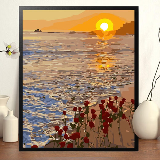Clcey Digital Oil Painting DIY Blumenlandschaft Cartoon handbemalte Füllung handgefertigter DIY-Acrylölmalerei Dekoratives Malmal
