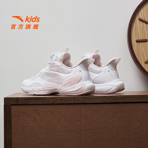 安踏蝶翼休闲鞋|儿童运动鞋女小童鞋2025春夏新款商场同款校园跑鞋 白/粉9925-1 29