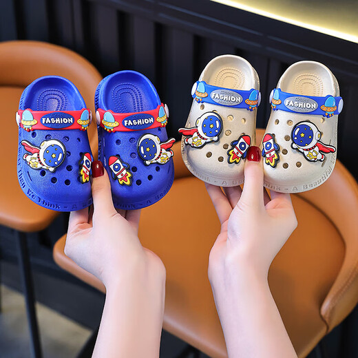 Children's slippers summer boys home girls soft bottom cute new Baotou cartoon baby indoor non-slip Khaki-Rocket 26-27 inner length 15.5CM suitable for 3.5 years old
