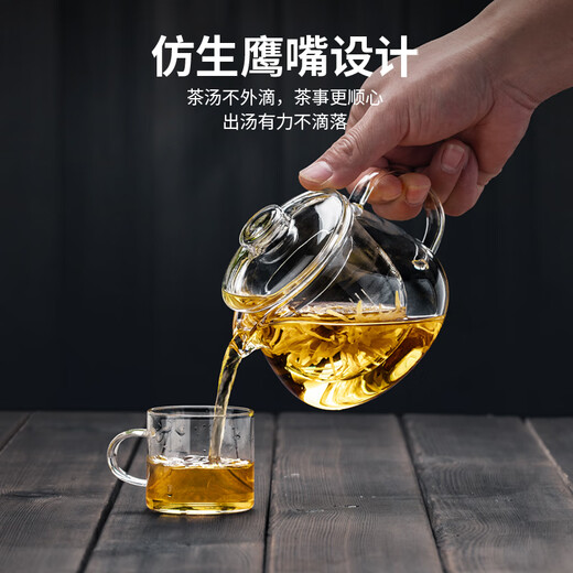 Gaoming glass teapot thickened high temperature resistant penguin teapot household filtered floral teapot tea water separation teapot