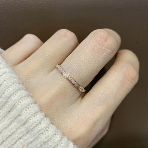 Fat Donglai's same style 18k gold ring pair ring light luxury 18K gold women's ring frosted rose narrow version size 6 (12-13 Hong Kong size)