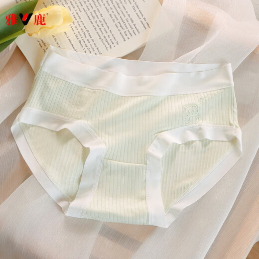 雅鹿内裤女透气少女中腰内裤女夏简约甜美少女内裤小熊  699# 蓝色 1条 L 95-120斤