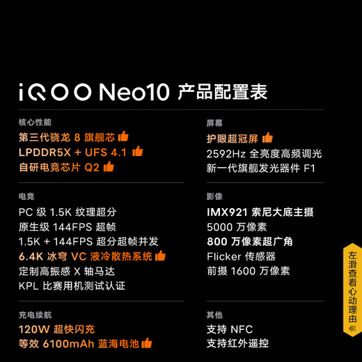 vivo iQOO Neo10【国家补贴】12GB+256GB 驰光白 第三代骁龙8 自研电竞芯片Q2 120W闪充手机