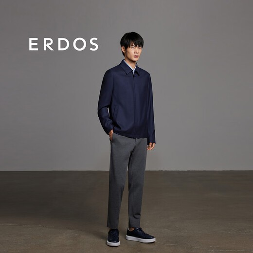 ERDOS 春夏丝毛绒商务休闲简约翻领职场男夹克外套 藏蓝 2XL 185/104A