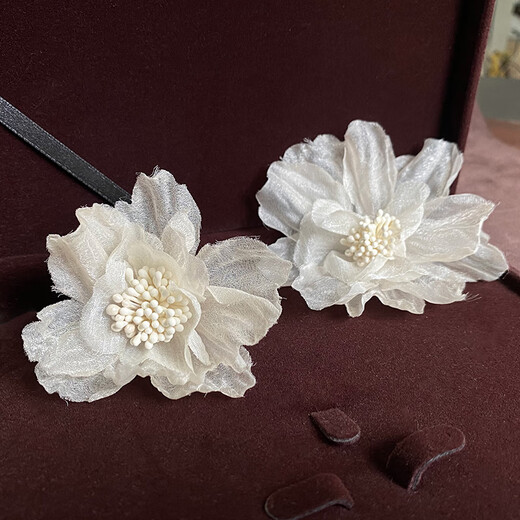 Kuxuan new super fairy rice apricot color bride head flower juan yarn hair clip and makeup wedding dress photo studio dream sweet accessories 30# side clip a pair