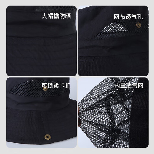 Baijie Fisherman's Hut Outdoor Kletterhut Männer und Frauen großer Kopf Umgebung Sonnenschutzhut Big Rand Sun Visor Hut hellgrau