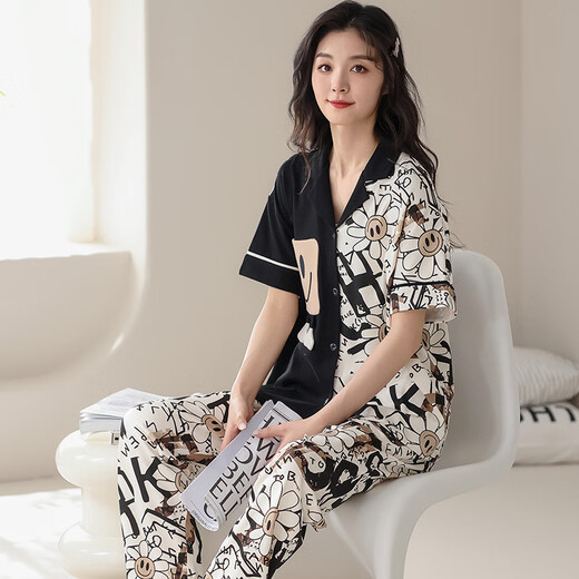 Modal 100% Baumwollpyjamas für Frauen im Sommer kurzärmelige Hose rein Baumwolle süße und niedliche lässige, dünne Home-Kleidung am693 Frauen m
