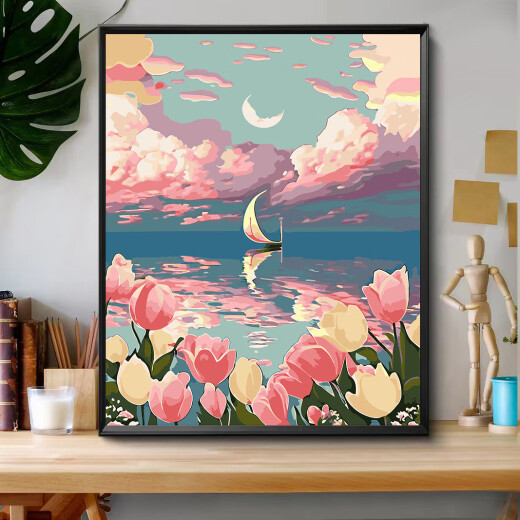 Puban Sunset Rose Rose Digital Painting DIY Flower Coloring Graffiti Paint Oil peint à la main Paint Décoration Décoration Paint