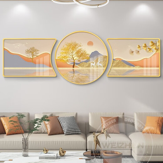 顺吉祥利轻奢客厅装饰画沙发背景墙挂画壁画简约现代墙画高级感大气高档 JD15278 80*60/80*80/80*60 手工镶钻画pvc金边