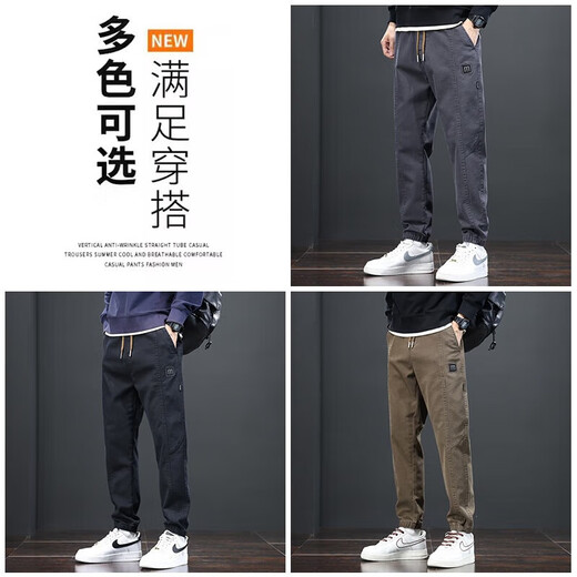 真维斯（Jeanswest）休闲裤男夏季新款宽松工装束脚男裤潮牌简约薄款百搭哈伦裤子男士 802灰色 2XL
