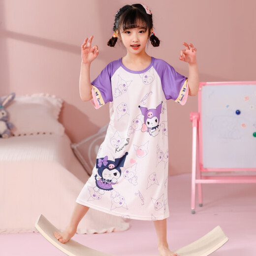 Niñera camiseta verano yugui perro princesa niña de tamaño mediano imitación para niños pijamas de pijama para niños de manga corta falda para el hogar c689 yugui tamaño de perro 8 altura recomendada 100-110 cm