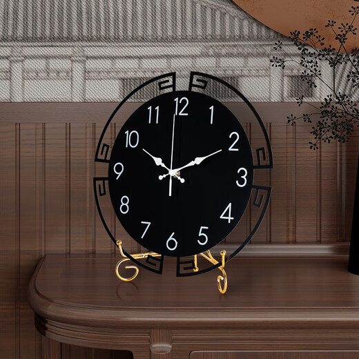 Puduo Clock Decoration HOME DECOR New Chinese Style Table Clock Living Room Desktop Pendulum Clock Art Clock Table Clock TV Cabinet Atmospheric Internet Celebrity Ornament Desktop Clock Large Size 30*32cm
