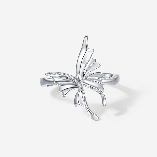 Saturday Fortune PT950 platinum ring for women, three-dimensional butterfly, simple and exquisite hand jewelry, high-end temperament gift, size 12-4.48g
