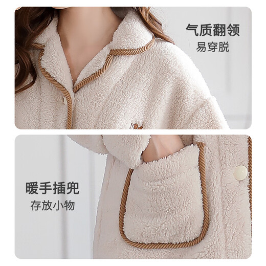Modal pajamas couple wear for one man and one woman, autumn and winter coral velvet and velvet thickened winter home wear set, winter, main picture MZD 1609 (G) Apricot 2609 (B) Brown M Female
