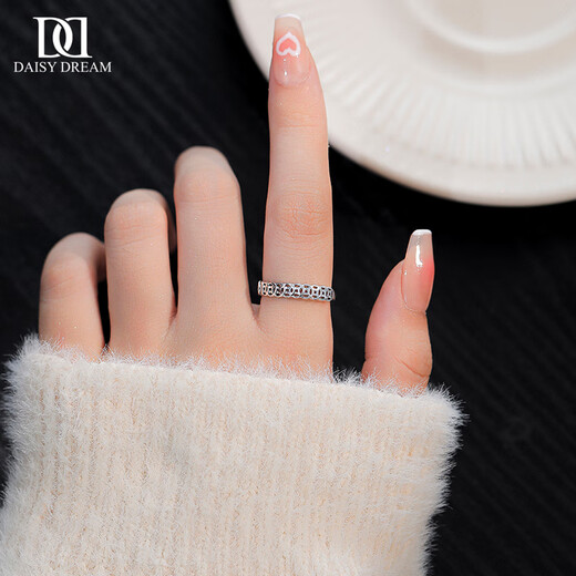 DAISY DREAM 999 pure silver coin ring for women to attract wealth and wealth, retro niche design transfer index finger open ring 999 pure silver money ring, brand gift box