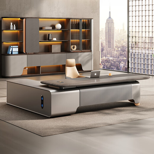 Jiazhi Boss Desk Simple Modern Leadership Executive Desk President Desk Chairman's Office Light Luxury Office Desk and Chair Combination E0 Micron Level New Technology 3.2 Meter Single Cabinet