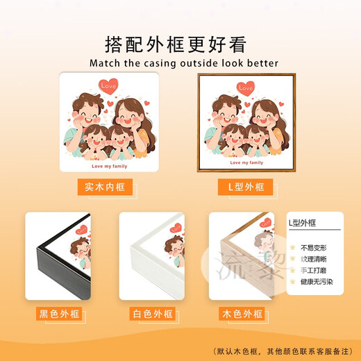 
Jin Geyu family of four digital oil paintings, cute family portrait digital oil painting DIY fill coloring hand-painted family three and four LL15828 20*20cm thick solid wood inner frame, acrylic paint + oil canvas + brush