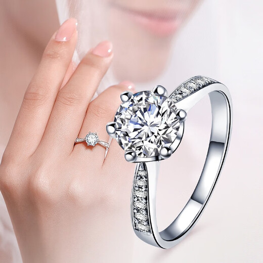 MZMZ Moissanite Diamond Ring PT950 Platinum Women's Adjustable One Carat Proposal Confession Girlfriend Birthday Gift for Girlfriend Light Luxury Style - 50 Points Diamond Ring Local Warehouse for Next Day Delivery Exquisite Gift Box Free Engraving