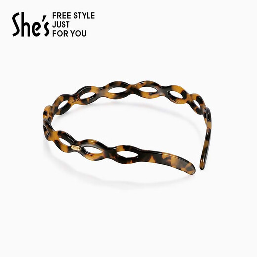 She s Akiko acetate plate headband, high-end hairpins, pressed hair headbands, hair accessories, birthday gifts for girlfriends, twist hollow style, tortoiseshell color SHG8609333F0