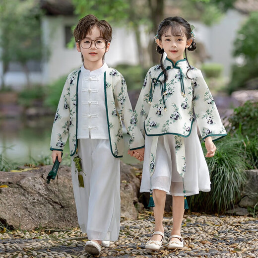 G.DUCKKIDS童装汉服男童秋季儿童汉服中大童春秋款长袖少爷服12岁男孩表演服 绿色9272款 180 cm建议6-9个月14-20斤cm