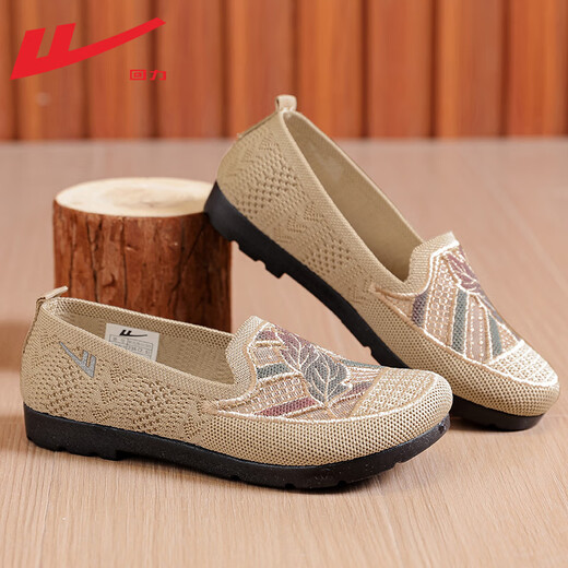Huili Mom Summer Women's Shoes Thin Breathable Mesh Casual Old Beijing Cloth Shoes Middle-aged and Elderly Shoes Women's Wealthy Gold [Lightweight Soft Sole Comfortable and Breathable] 38