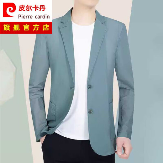 皮尔卡丹高端冰丝防晒西服夏季薄款休闲西装士夏季宽松单西上衣男 灰色 2XL 建议150-170斤