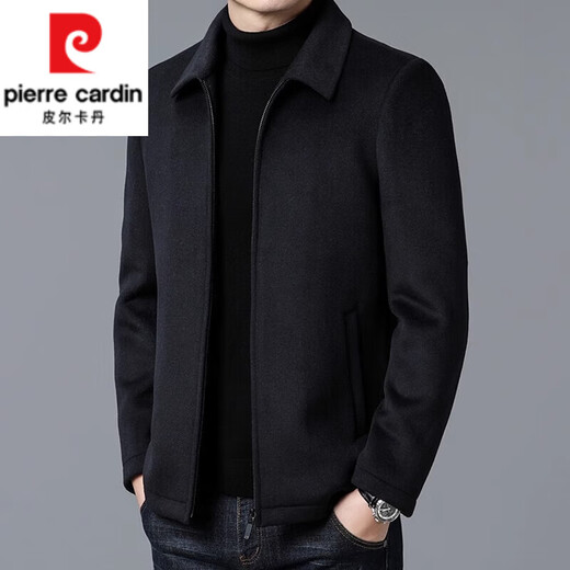 皮尔卡丹（pierre cardin）高档羊毛毛呢大衣男短款秋冬季装外套加厚翻领中年男士呢子夹克 99802款灰色 175/L