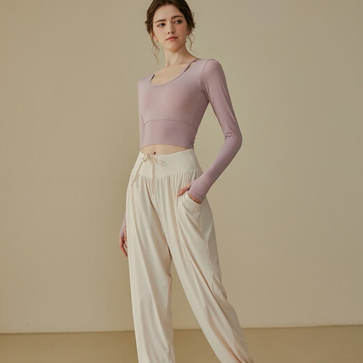 LULUUVTTOH yoga clothing suit for women with chest padded sports top summer quick-drying breathable running training Pilates fitness clothing for women taro top M (suitable for 100-120 Jin Jin equals 0.5 kg)