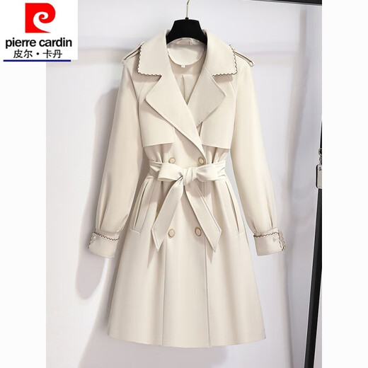 皮尔卡丹（pierre cardin）23年新款风衣外套女春秋中长款年新款今年流行的感秋季米白色 0704#杏色西装外套  L 建议【100-115斤】