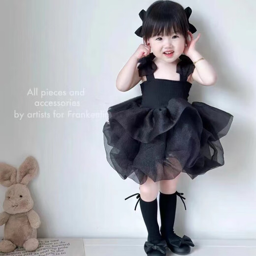 叶余公主裙女童夏季连衣裙婴儿裙子吊带蓬蓬裙宝宝礼服 白色 80 建议身高70cm左右