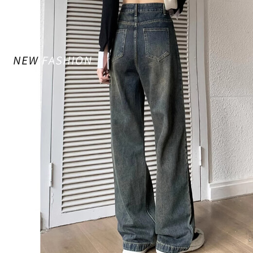 Yi Shangmei Jeans Women's Spring and Autumn 2025 New High Waisted Slim Retro Wide Leg Pants Loose Small Black Straight Leg Pants