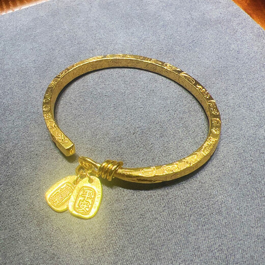 Zhiyu Yunxiang 999 Fußball Gold Worte Gold Armband Frauen friedliche freudige elegante Augenbinde Eröffnung Armband Geburtstag Geschenke Geschenke für Frau Jiyan Armband Gold ungefähr 50g