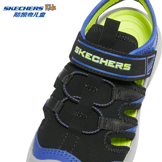 Skechers Skechers children's toe sandals boys' shoes summer lightweight non-slip boys' big head beach shoes 406511L black/blue/lemon/BBLM 36