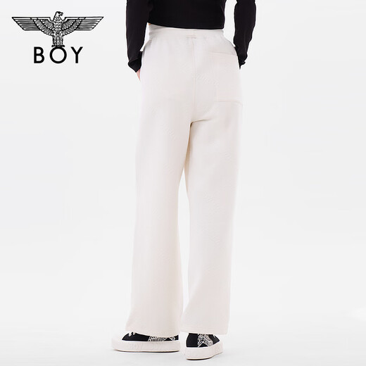 Junge London Männer und Frauen gleiche Stilhosen dunkel gedruckte Buchstaben Jacquard bequem und vielseitig mit breitem Bein N15051 Off-White s