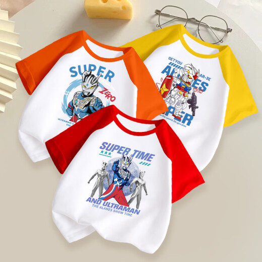 
Disney (Disney) Ultraman T-shirt for boys short-sleeved pure cotton T-shirt 2024 summer T-shirt for children's clothing boys top half-sleeved blue rag-shoulder [854 Ultraman] 120cm