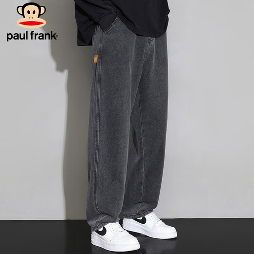 大嘴猴（paul frank）牛仔裤男秋冬季美式休闲裤男士宽松阔腿裤子男裤 黑色 XL