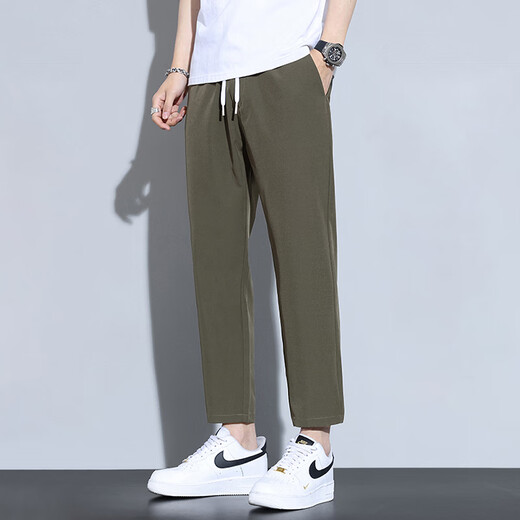 Lomond Hosen Herren Sommer Lose Casual Hosen Herren Eisseide gerade lose drapierende sportliche vielseitige Kumpelhosen 718b Militärgrün 2xl