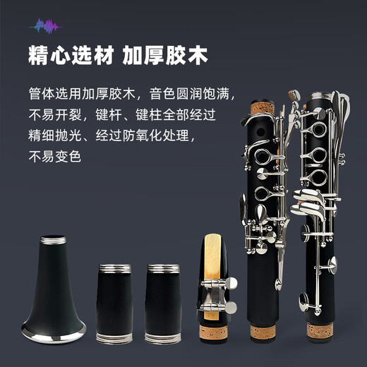 Wiyas威雅斯D09降B调单簧管初学儿童成人入门专业演奏考级黑管 黑色