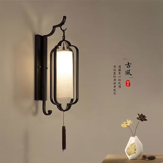 
XMSJ new Chinese style wall lamp bedroom bedside lamp living room aisle stairs TV wall modern Chinese style wall lamp B967 pair of deer copper color