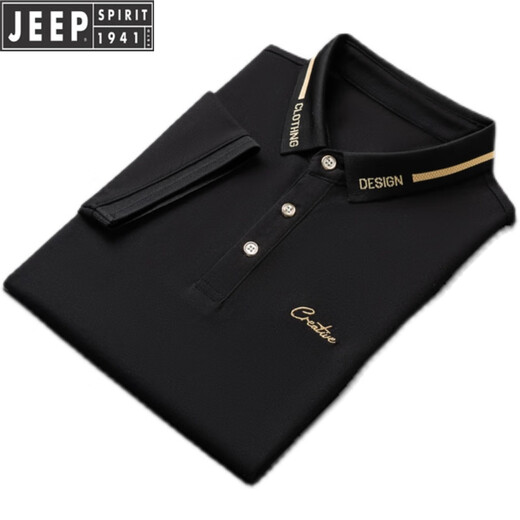 
Jeep (JEEP) International Brand 2025 Summer Lapel Short Sleeve T-shirt Men's Youth Ice Wire Lapel Half Sleeve Polo. Shirt Business Breathable Black QY683 L [120-135Jin [Jin equals 0.5 kg]]