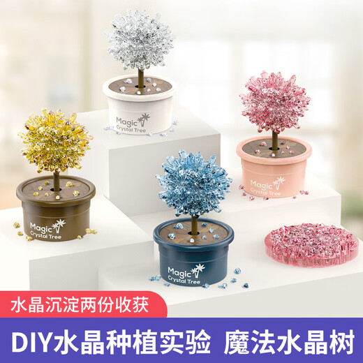 科学小实验套装种植魔法树小学生diy手工制作儿童玩具 水晶魔法树套装-粉色