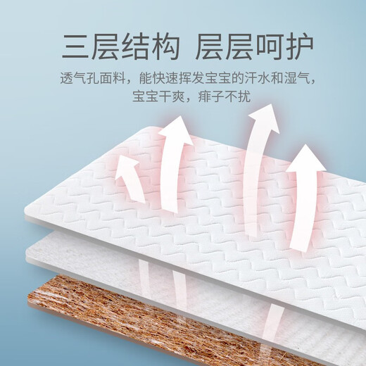 Sweeby Baby Mattress Natural Coconut Palm Mattress 3E Coconut Dream Baby Mattress Removable and Washable Breathable Palm Mat White - Cotton Cover (120*60) Natural Coconut Brown Silk