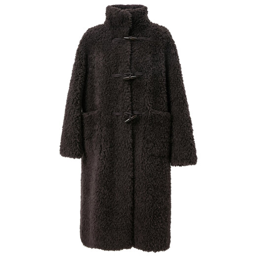 Three-color winter sheep fur grain velvet long plush jacket Teddy coat, dark gray M 160/84A
