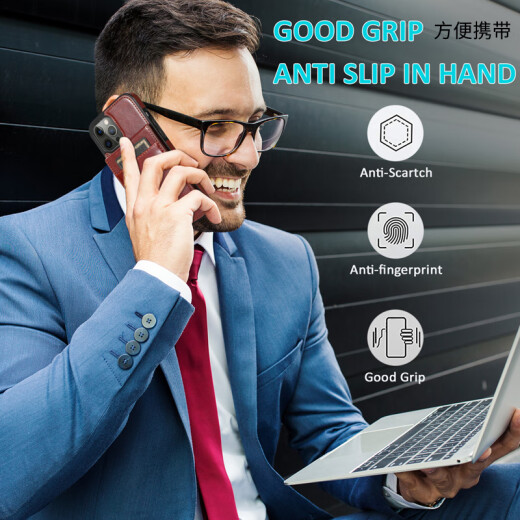 ONEAGREE 纯色支架适用iPhone15/16 Pro max手机壳苹果11/12/13/14卡包套跨境潮牌16e实用简约 棕色 iPhone14 Pro Max